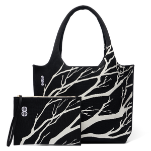 Sutton City Tote - Black Tree Branches with pouch - Large