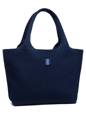 large - Navy Stripe tote with pouch