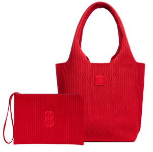 Medium - Red Stripe Tote With Pouch