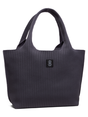 large - Charcoal Stripe tote with pouch