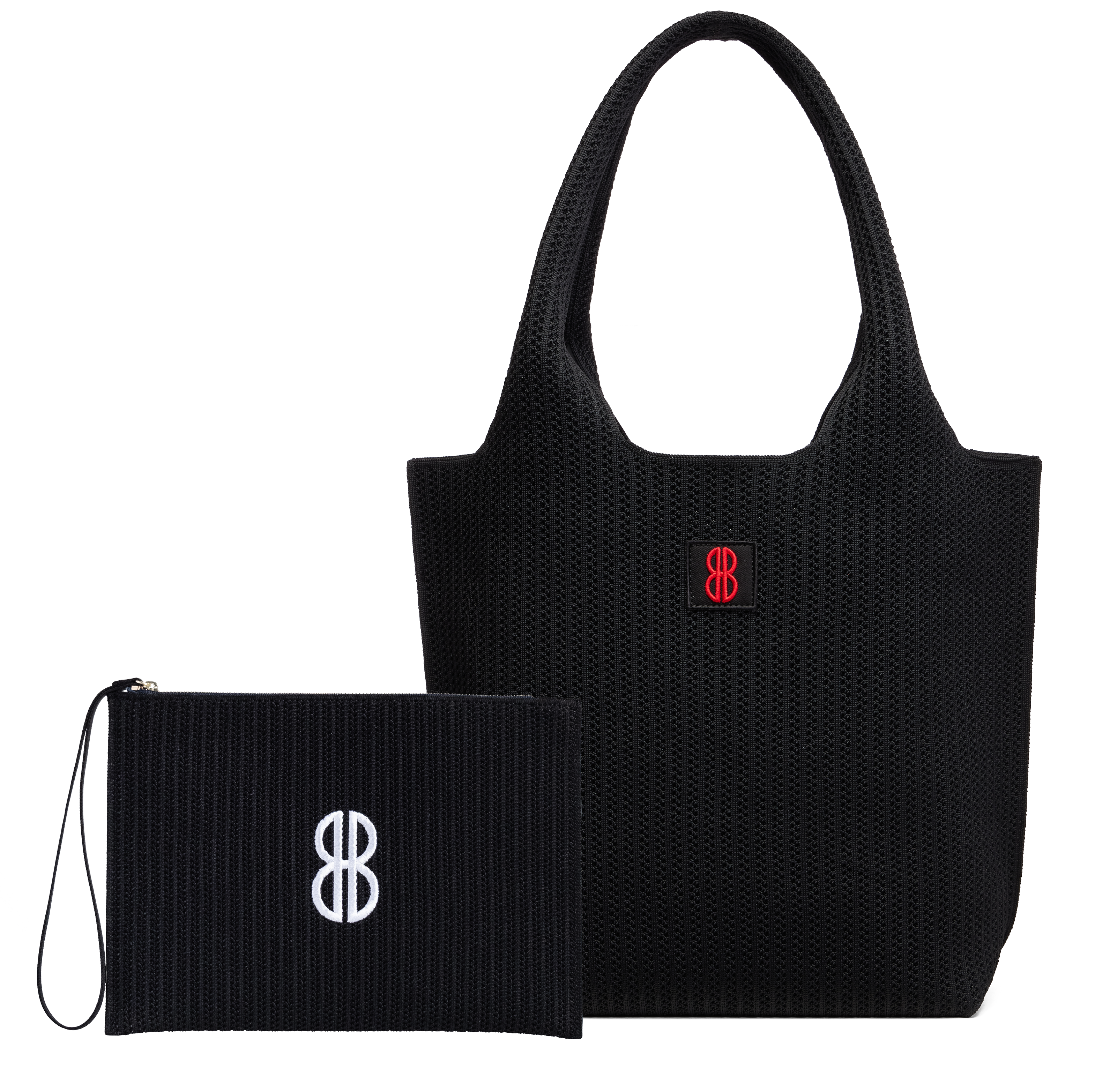 Medium - Black Stripe Tote With Pouch