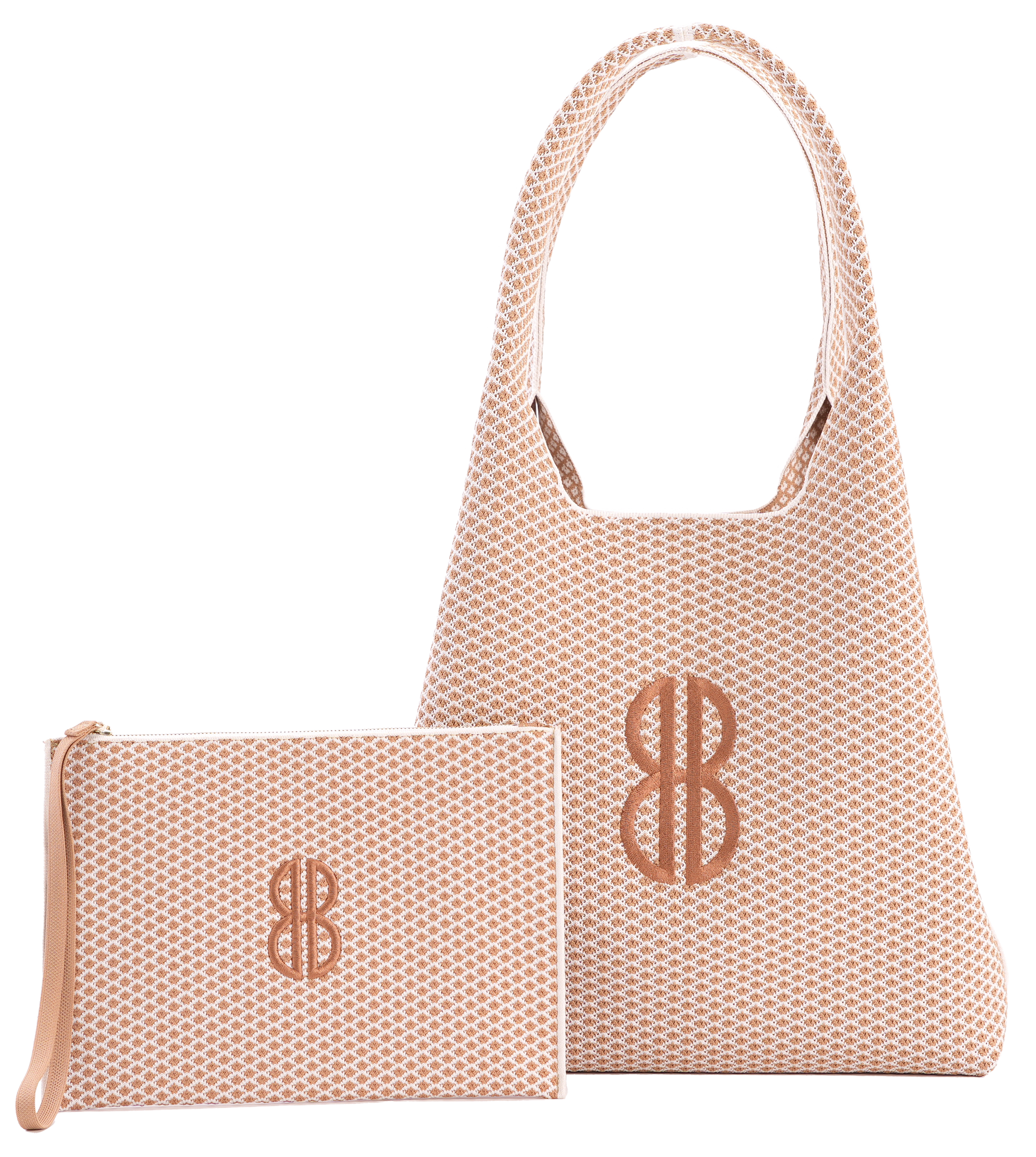 Calvin Klein Brown Logo Monogram Chain Link Handle Tote Shoulder Bag Purse