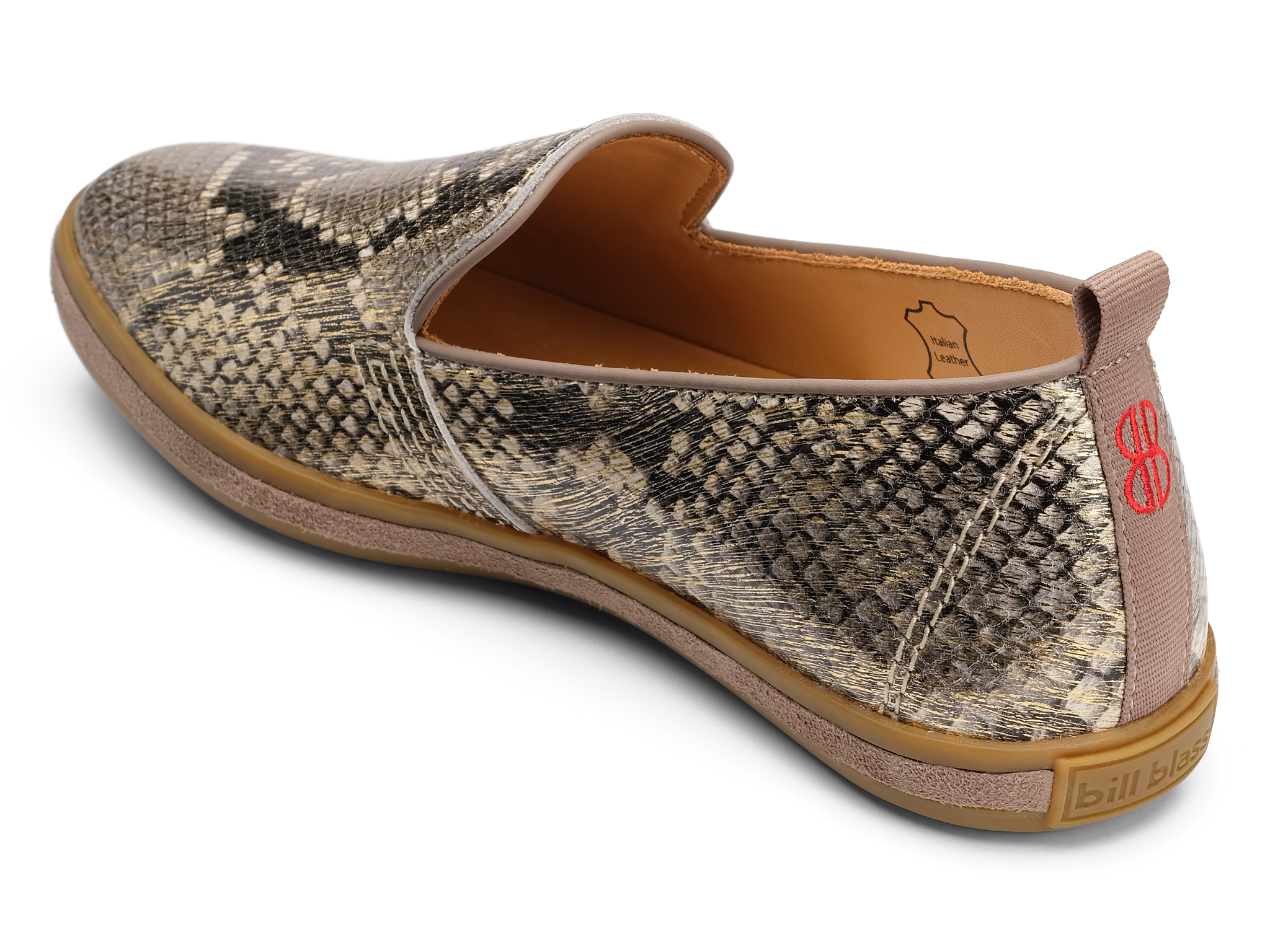 Sutton Leather Slip On - Gold Printed Snake