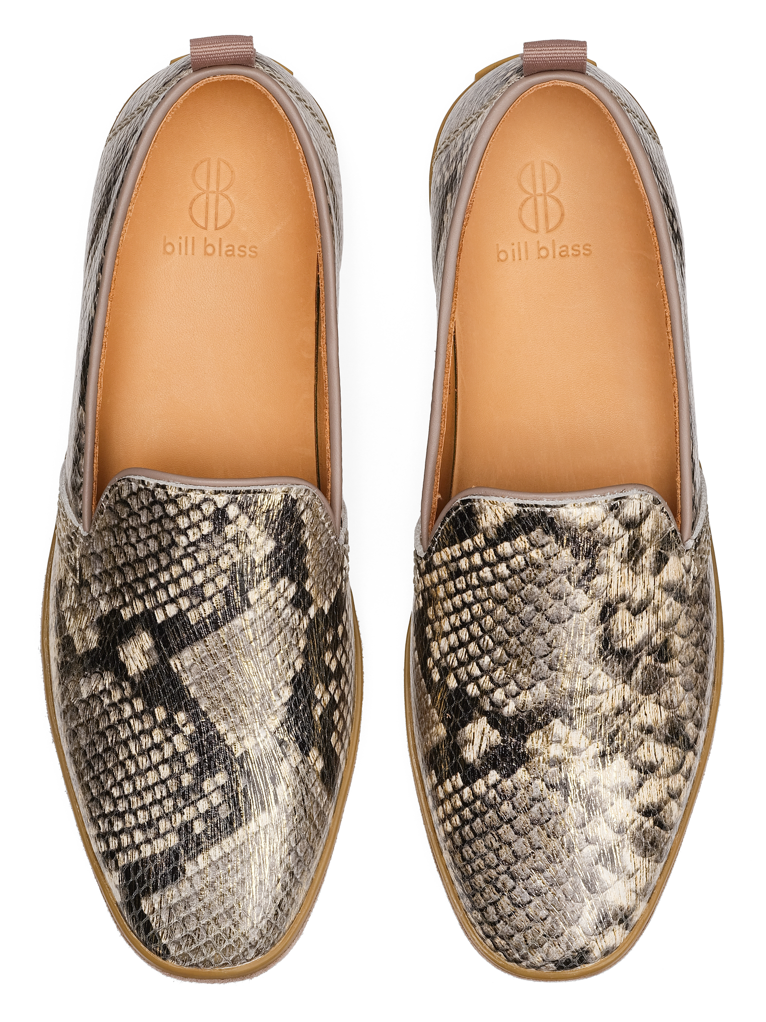 Sutton Leather Slip On - Gold Printed Snake