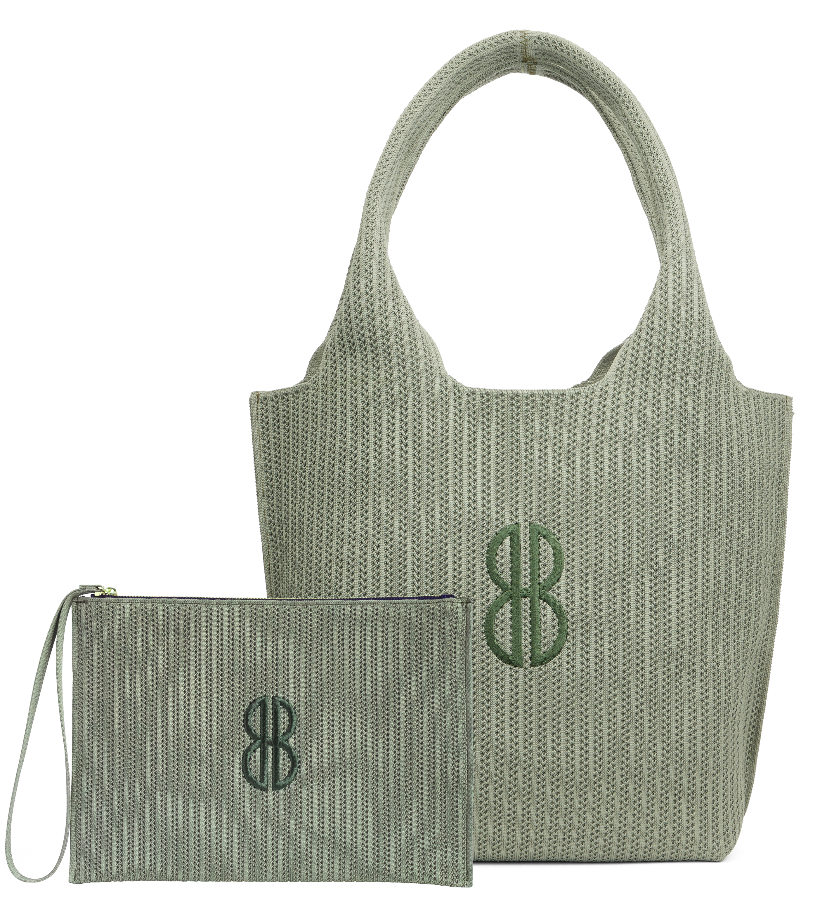 Sutton City Tote - Sage Stripe Monogram - Medium – Bill Blass