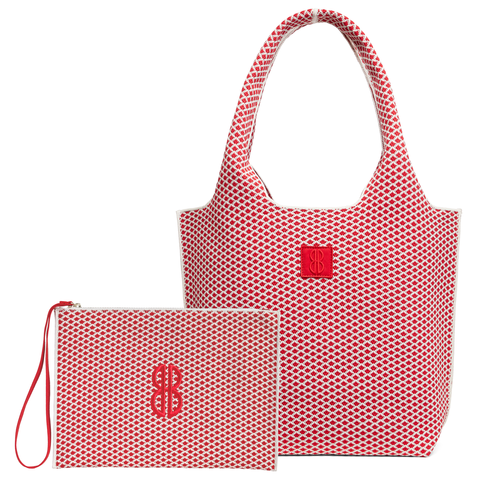 medium - Red Diamond Tote With Pouch